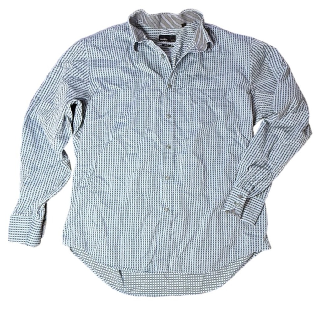 Quieti Button Down Shirt Checkered Pattern Long Sleeve XXL